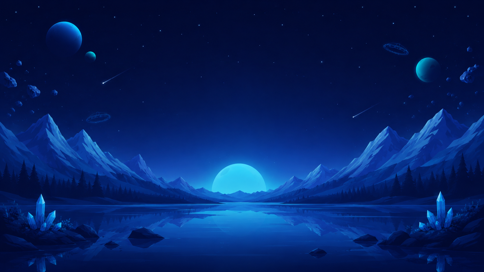 Quiet galaxy lake at the end of the contact journey